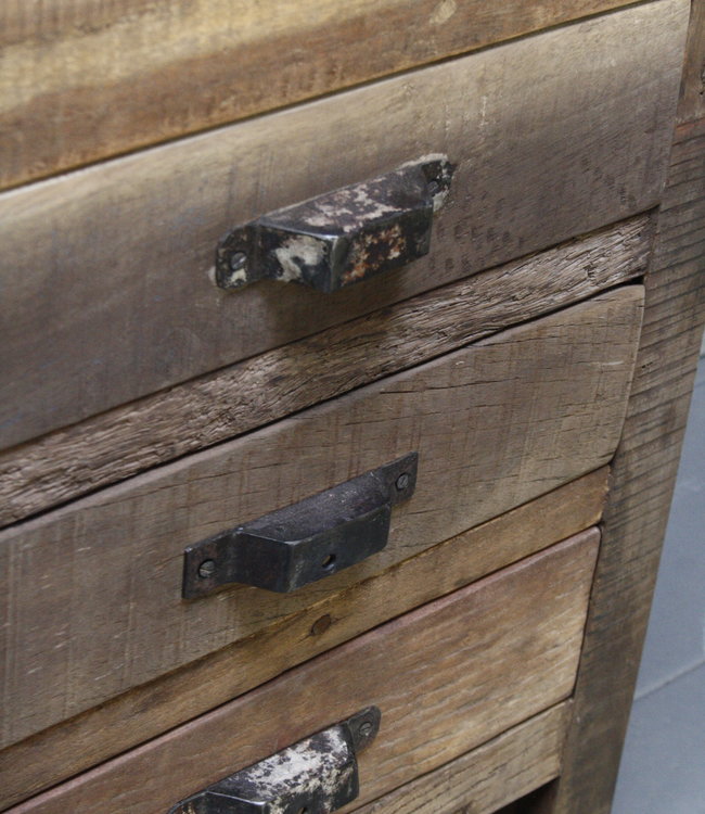 Rene Houtman Oud houten nachtkastje 3 lades 50x35x60 cm