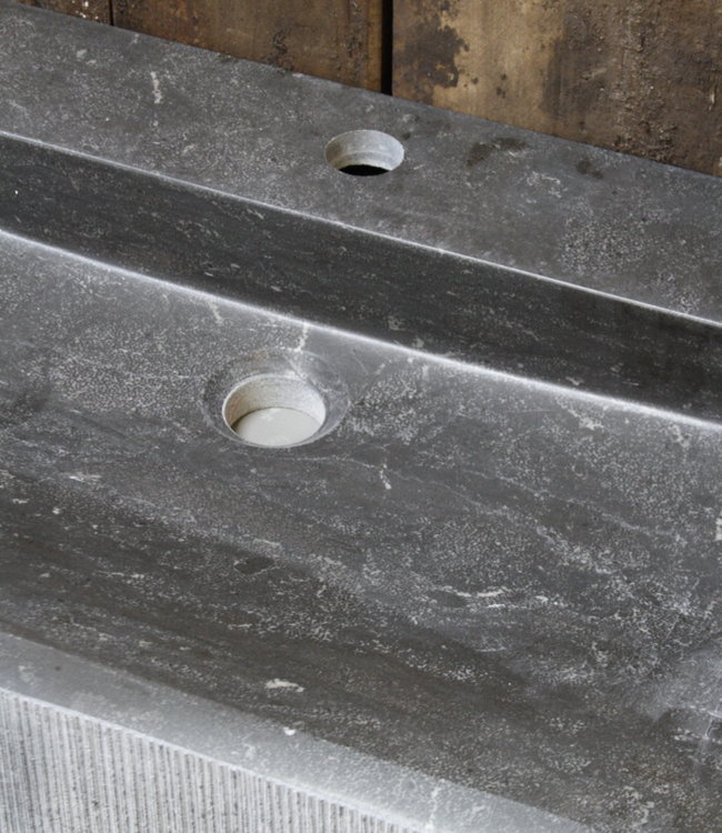 Forzalaqua Wastafel Forzalaqua Oslo Hardsteen Gefrijnd Met Kraangat Antraciet 60x40x9 cm