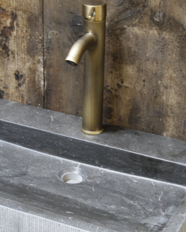 Forzalaqua Wastafel Forzalaqua Oslo Hardsteen Gefrijnd Met Kraangat Antraciet 60x40x9 cm