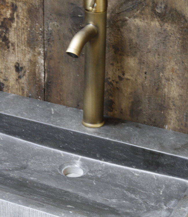Forzalaqua Wastafel Forzalaqua Oslo Hardsteen Gefrijnd Met Kraangat Antraciet 60x40x9 cm