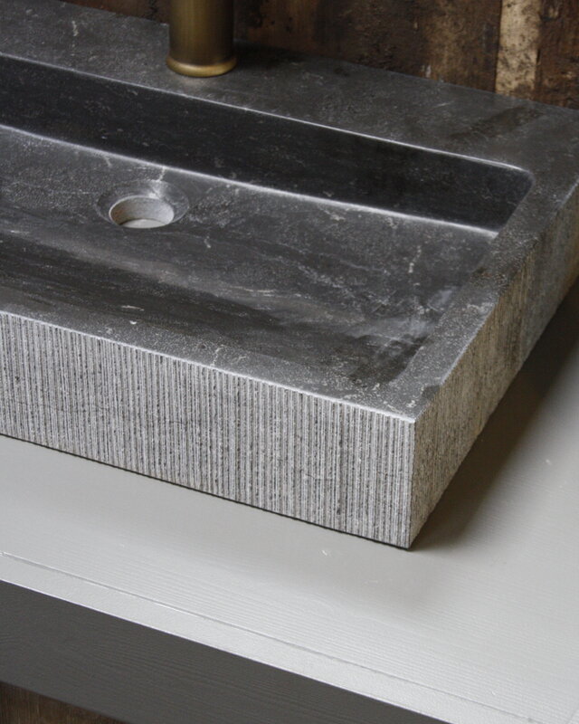 Forzalaqua Wastafel Forzalaqua Oslo Hardsteen Gefrijnd Met Kraangat Antraciet 60x40x9 cm