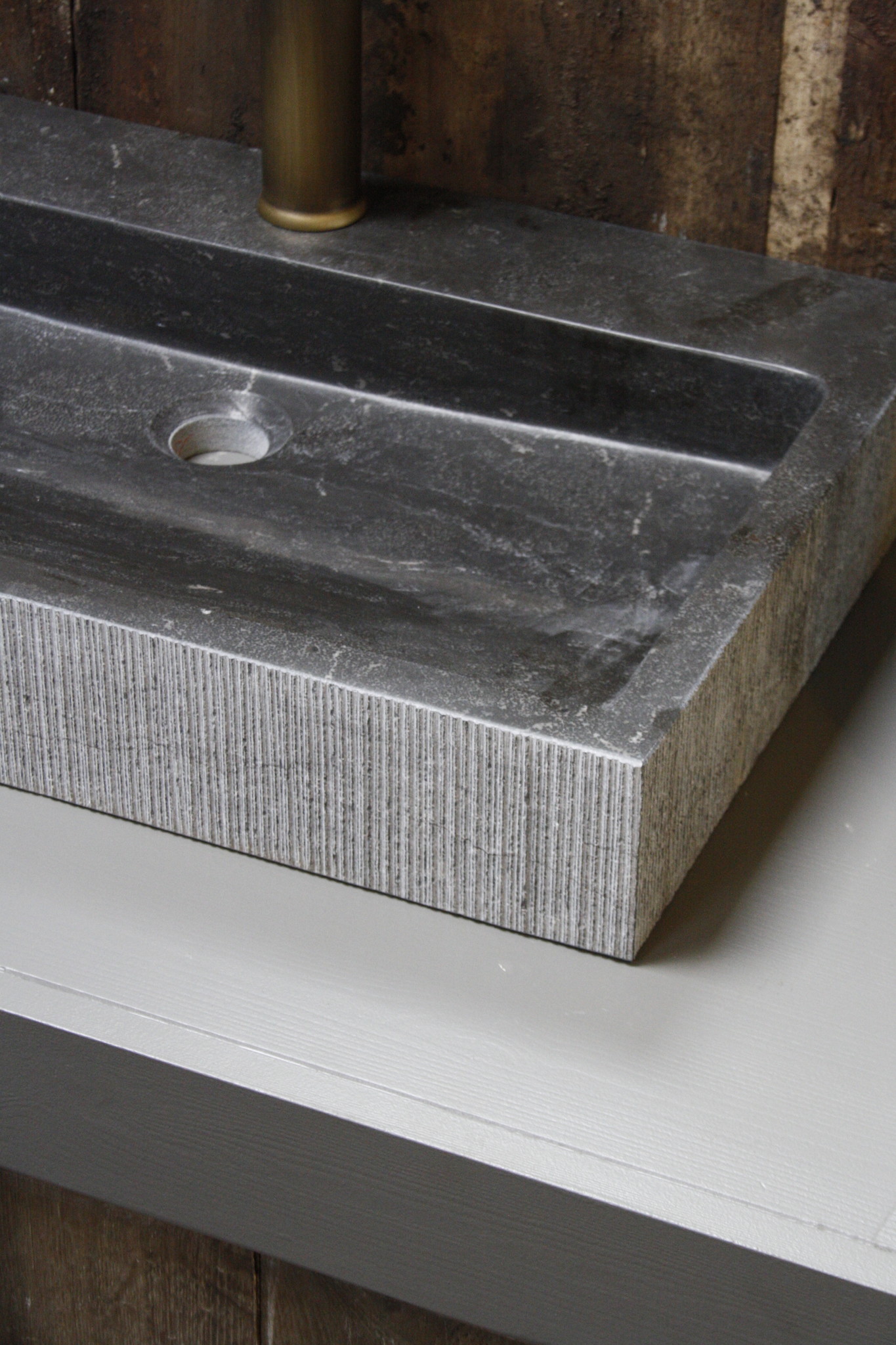 Forzalaqua Wastafel Forzalaqua Oslo Hardsteen Gefrijnd Met Kraangat Antraciet 60x40x9 cm