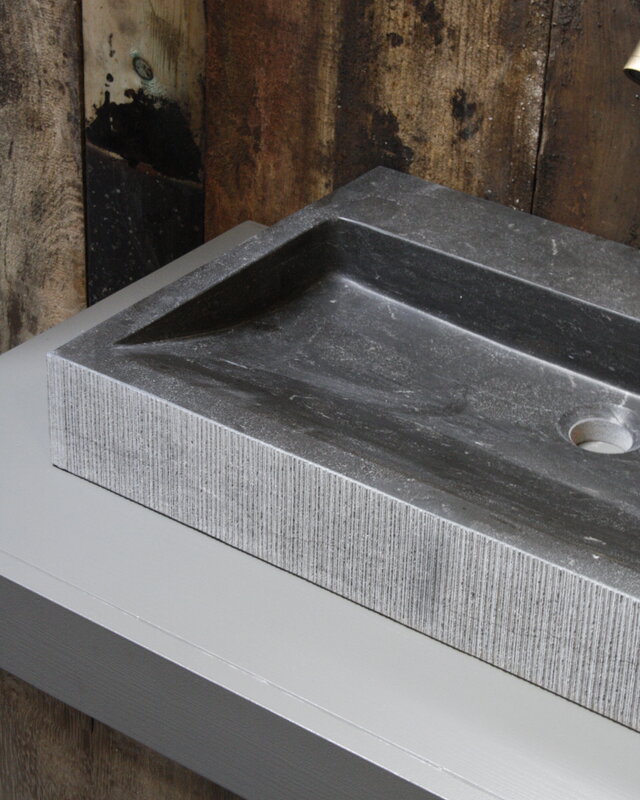 Forzalaqua Wastafel Forzalaqua Oslo Hardsteen Gefrijnd Met Kraangat Antraciet 60x40x9 cm