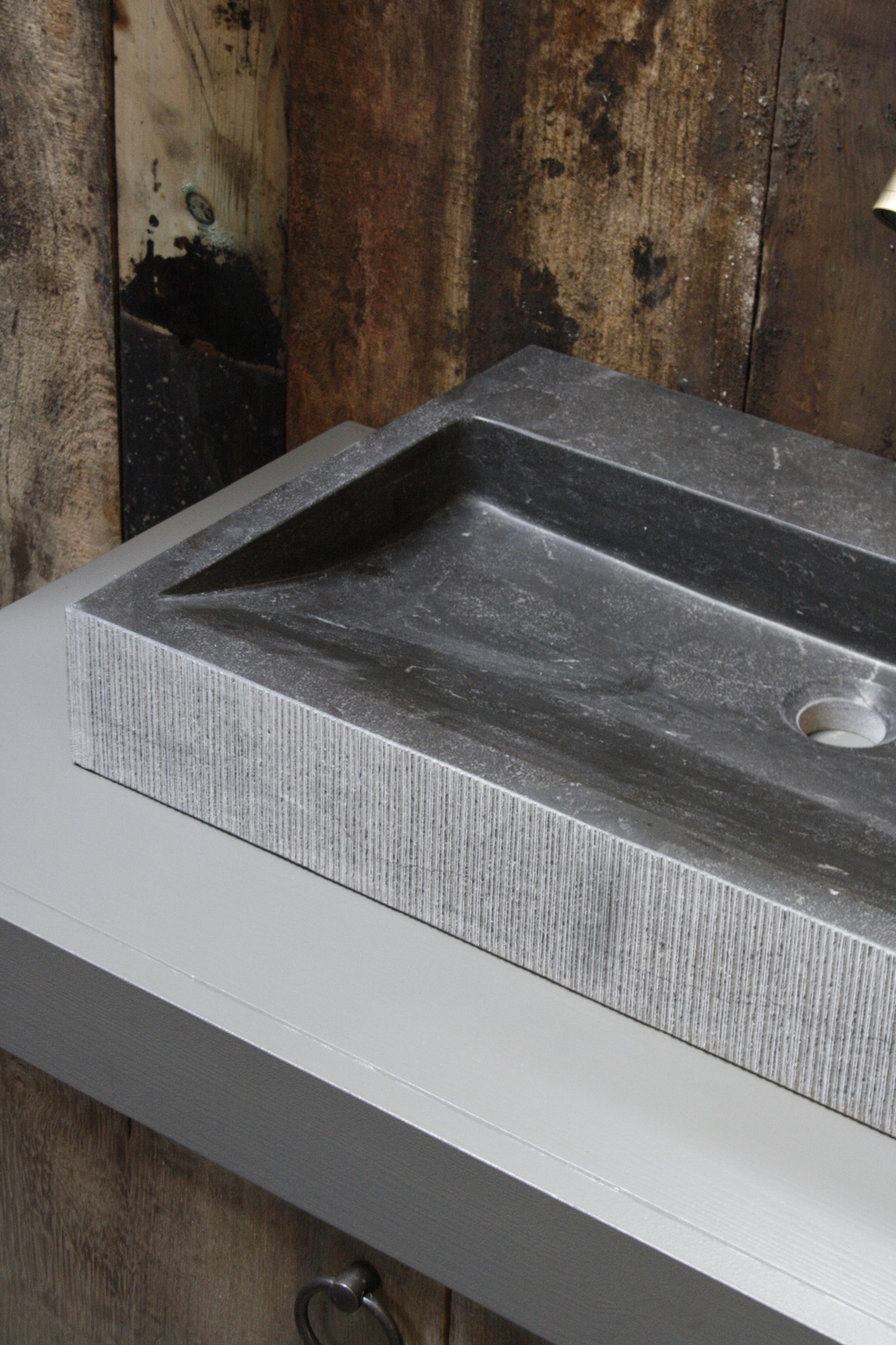 Forzalaqua Wastafel Forzalaqua Oslo Hardsteen Gefrijnd Met Kraangat Antraciet 60x40x9 cm