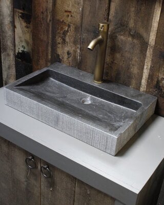 Forzalaqua Wastafel Hardsteen Gefrijnd Antraciet 60x40x9cm