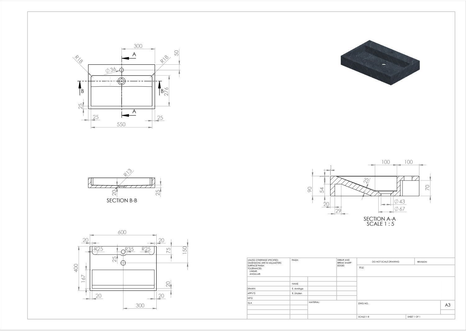 Forzalaqua Wastafel Forzalaqua Oslo Hardsteen Gefrijnd Met Kraangat Antraciet 60x40x9 cm