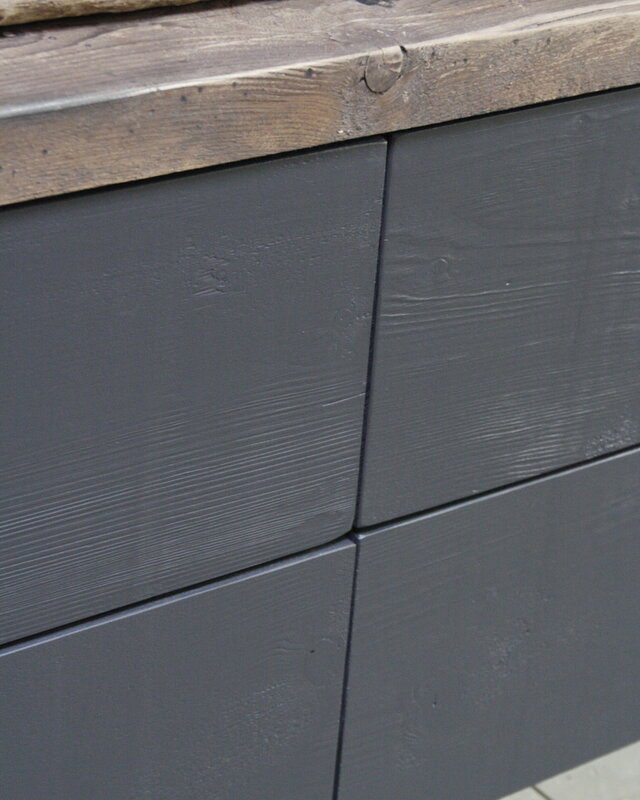 Rene Houtman Moos Zwevend Houten Badmeubel Zwart 4 lades soft-close - Kies formaat