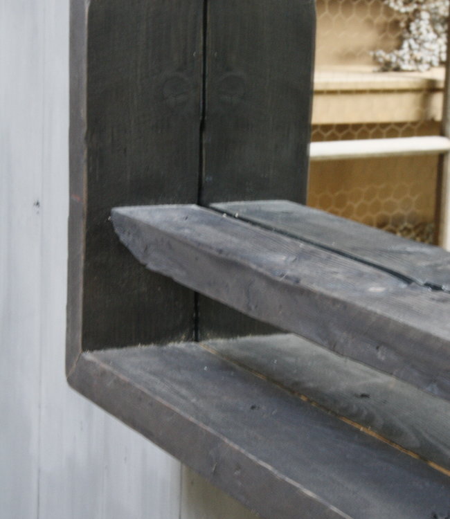 Rene Houtman Ot Oud Houten Wagondelen Spiegel Zwart L165 x H87xD14 cm