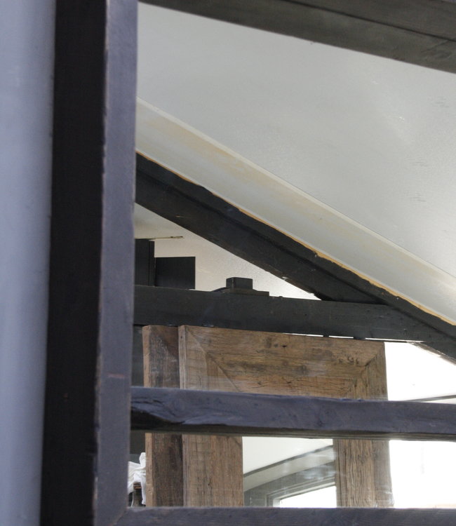 Rene Houtman Ot Oud Houten Wagondelen Spiegel Zwart L165 x H87xD14 cm