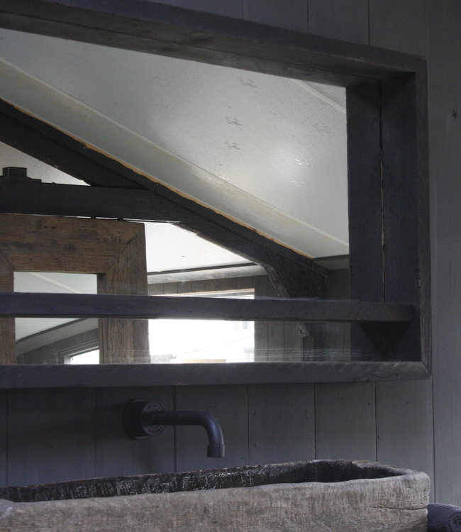 Rene Houtman Ot Oud Houten Wagondelen Spiegel Zwart L165 x H87xD14 cm