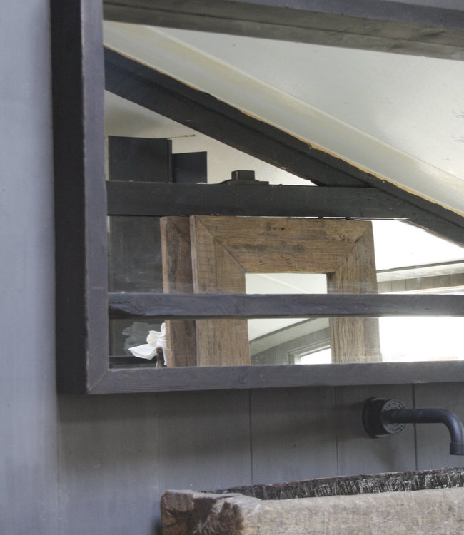 Rene Houtman Ot Oud Houten Wagondelen Spiegel Zwart L165 x H87xD14 cm