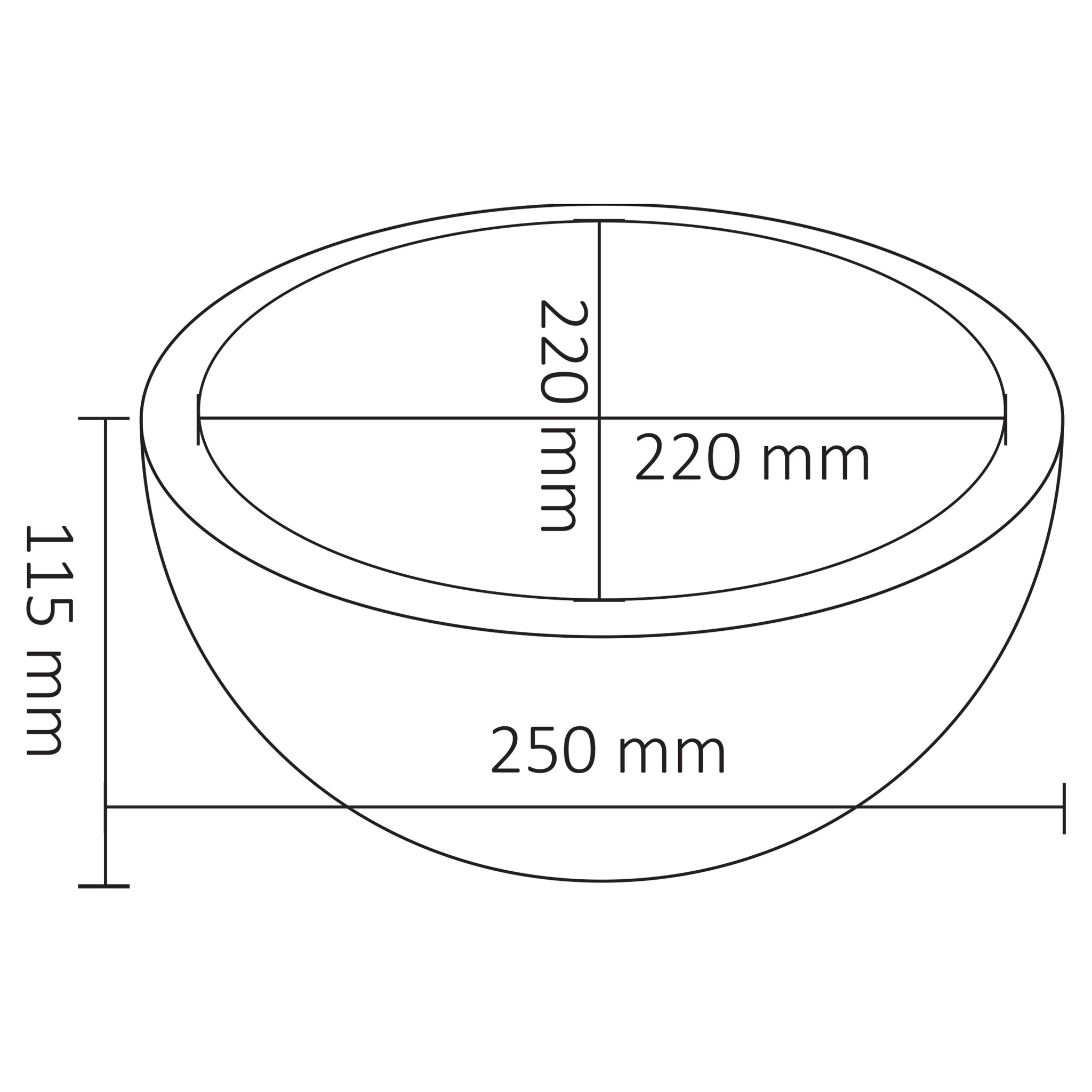 Differnz Ruz Waskom 25cm Rond Basalt Steen Zwart