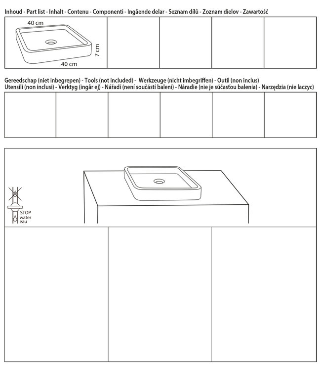Differnz Differnz Jura waskom vierkant 40 x 40 x 7 cm