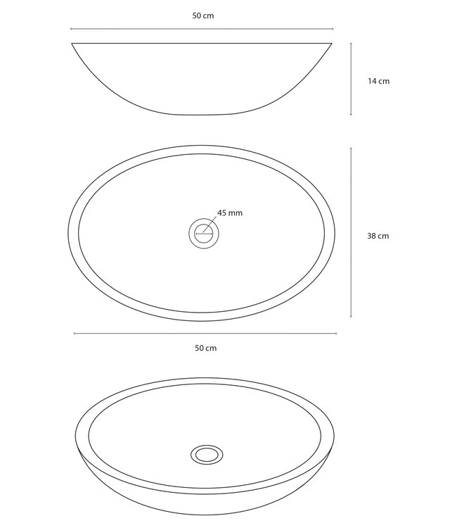 Differnz Differnz Dias waskom 50 x 38 x 14 cm goud
