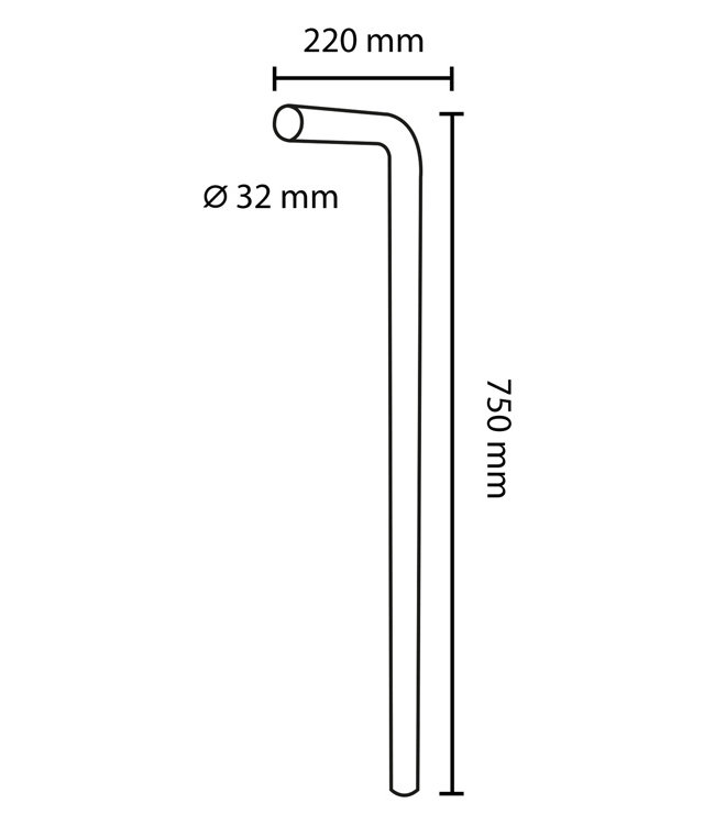 Differnz Vloerbuis diameter 32 mm 75 x 22 cm chroom