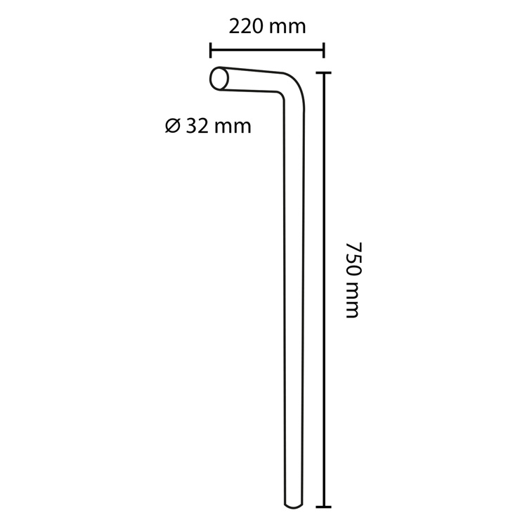 Differnz Vloerbuis diameter 32 mm 75 x 22 cm mat zwart