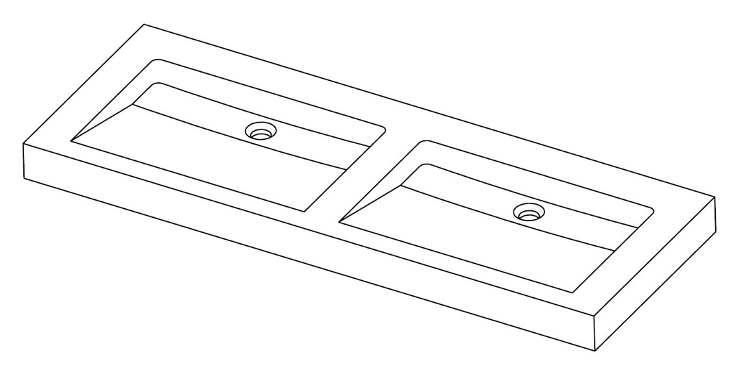 Forzalaqua Palermo Doppio Wastafel 140.5x51.5x9 cm Graniet Gekapt Antraciet