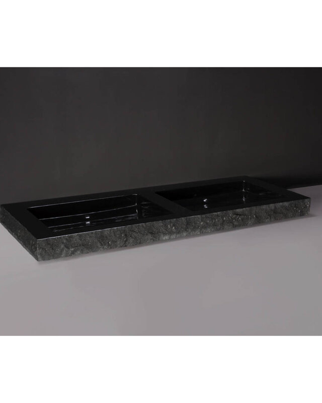Forzalaqua Palermo Doppio Wastafel 140.5x51.5x9 cm Graniet Gekapt Antraciet
