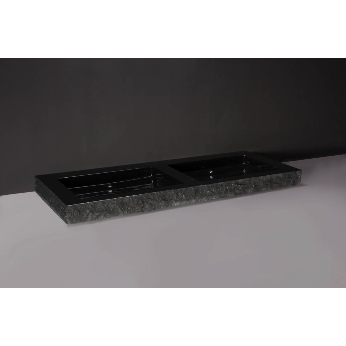 Forzalaqua Palermo Doppio Wastafel 140.5x51.5x9 cm Graniet Gekapt Antraciet