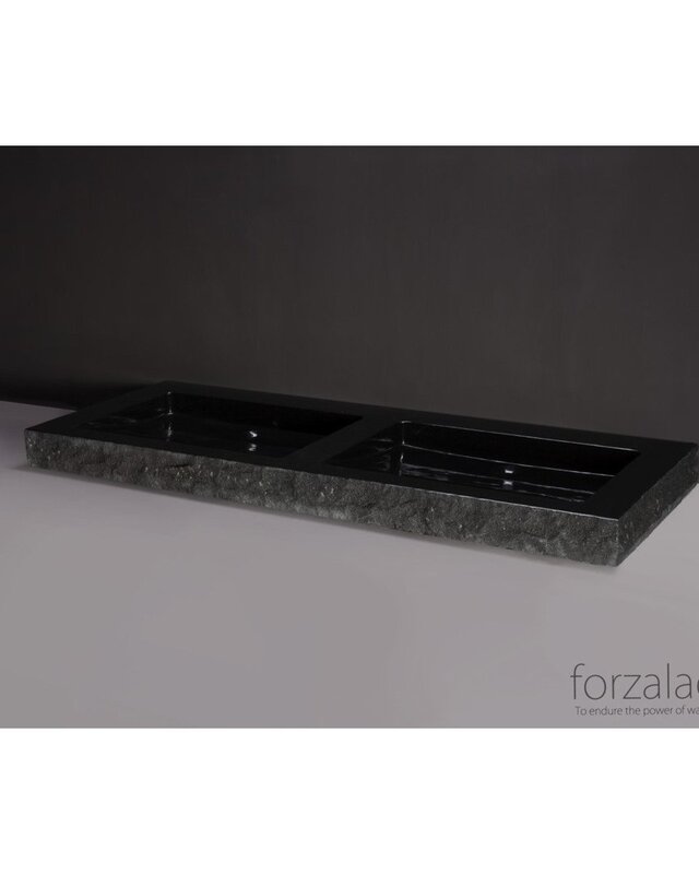Forzalaqua Palermo Doppio Wastafel 140.5x51.5x9 cm Graniet Gekapt Antraciet