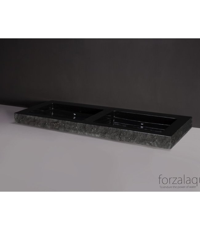 Forzalaqua Palermo Doppio Wastafel 140.5x51.5x9 cm Graniet Gekapt Antraciet