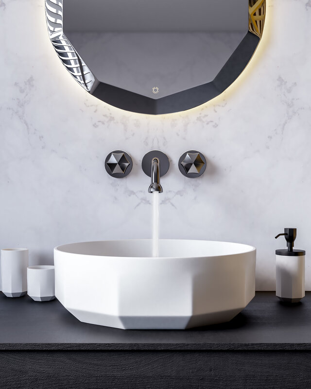 JEE-O Bloom Wand Wastafelkraan met Inbouwdeel | Gun Metal