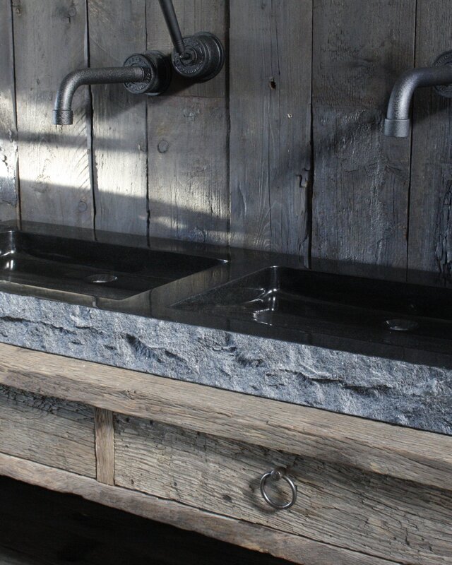Forzalaqua Palermo Doppio Wastafel 140.5x51.5x9 cm Graniet Gekapt Antraciet