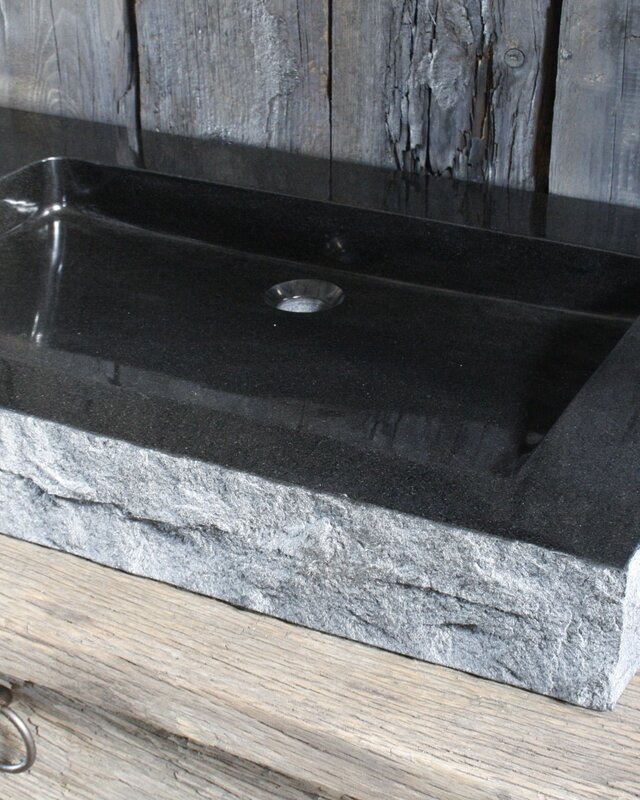 Forzalaqua Palermo Doppio Wastafel 140.5x51.5x9 cm Graniet Gekapt Antraciet