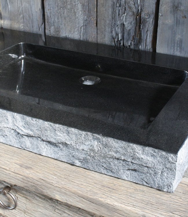 Forzalaqua Palermo Doppio Wastafel 140.5x51.5x9 cm Graniet Gekapt Antraciet