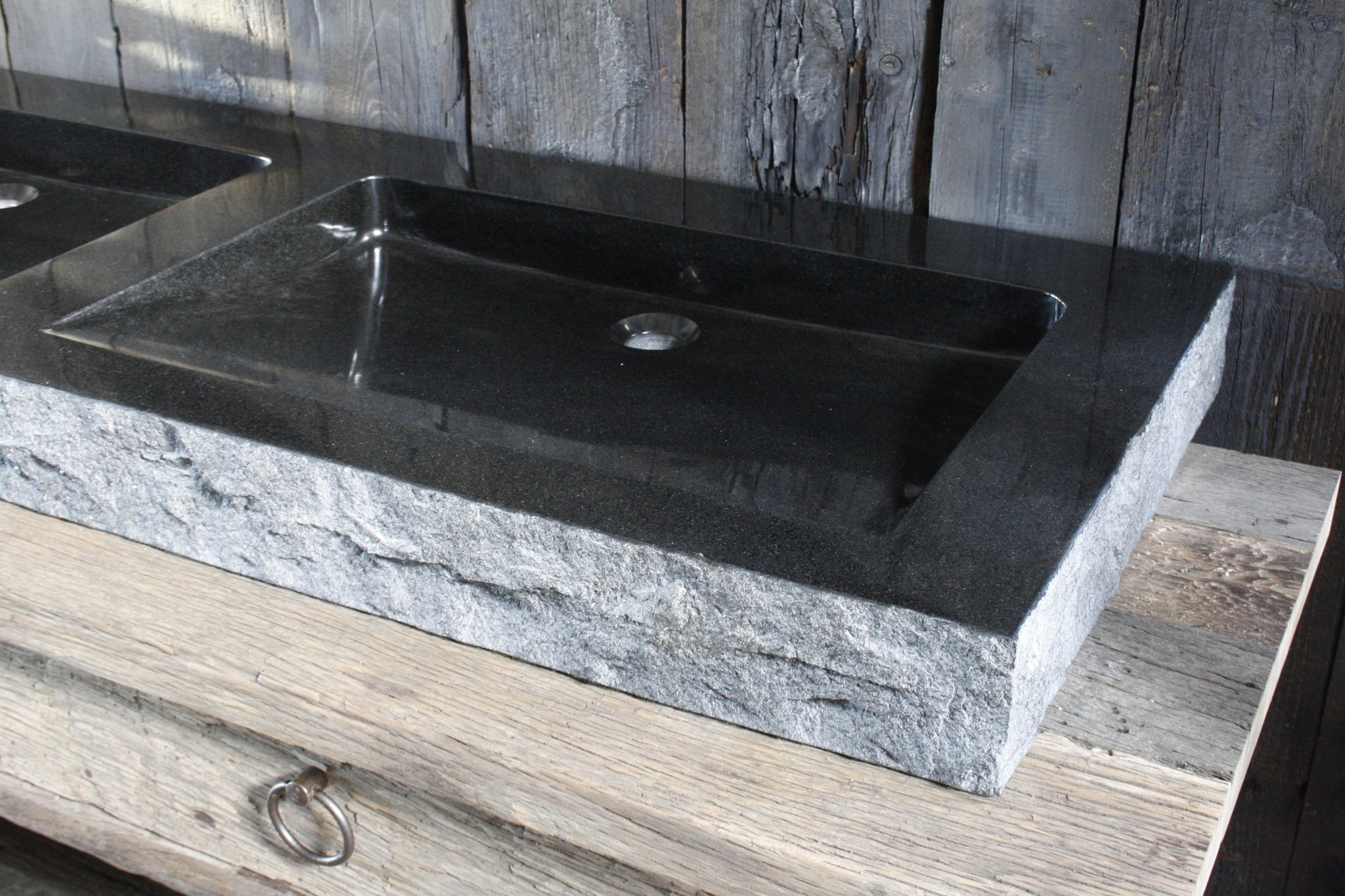 Forzalaqua Palermo Doppio Wastafel 140.5x51.5x9 cm Graniet Gekapt Antraciet