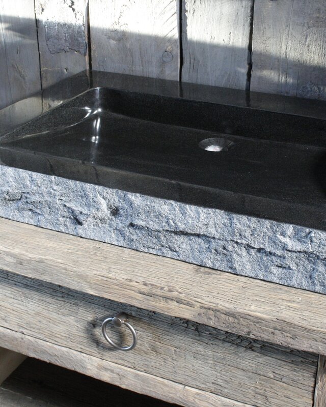 Forzalaqua Palermo Doppio Wastafel 140.5x51.5x9 cm Graniet Gekapt Antraciet