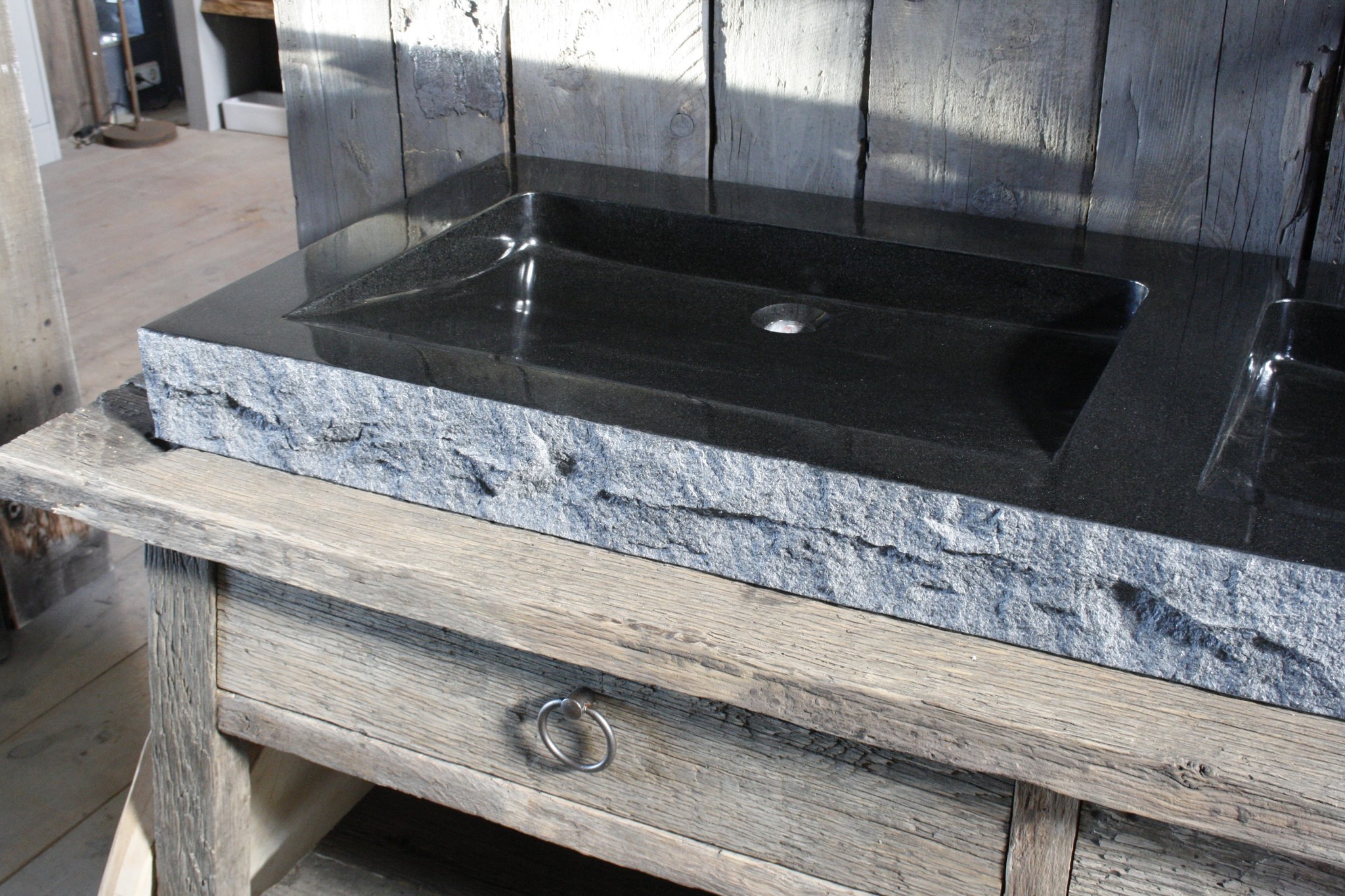 Forzalaqua Palermo Doppio Wastafel 140.5x51.5x9 cm Graniet Gekapt Antraciet