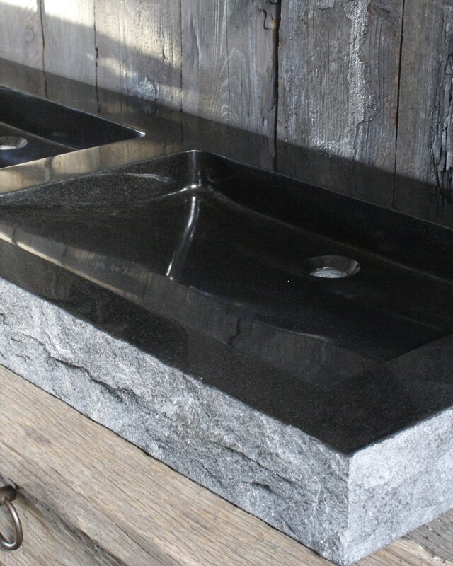 Forzalaqua Palermo Doppio Wastafel 140.5x51.5x9 cm Graniet Gekapt Antraciet