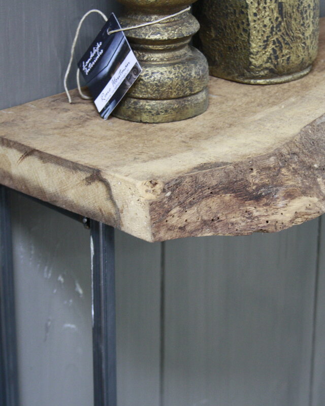 Rene Houtman Sidetable Ijzeren Onderstel Oud Eikenhout