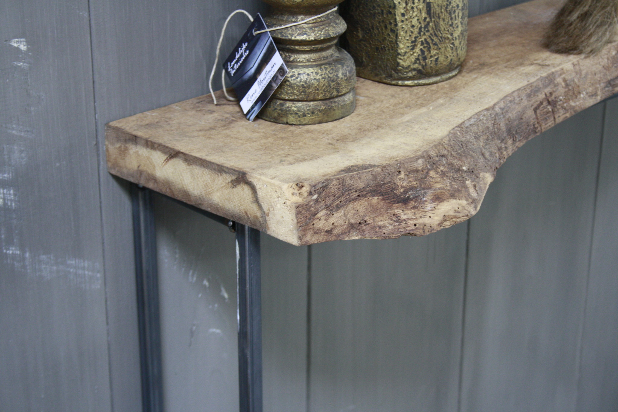 Rene Houtman Sidetable Ijzeren Onderstel Oud Eikenhout