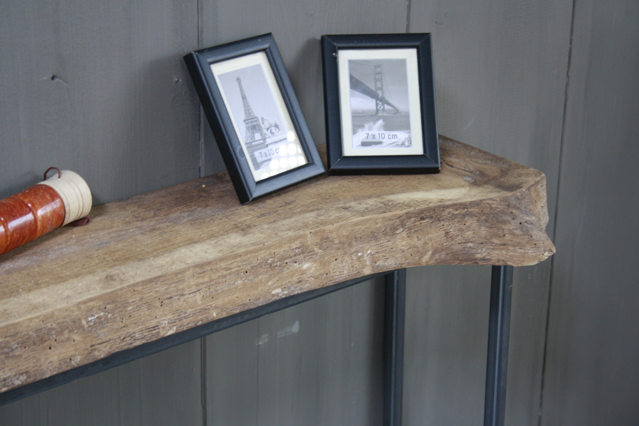 Rene Houtman Sidetable Ijzeren Onderstel Oud Eikenhout