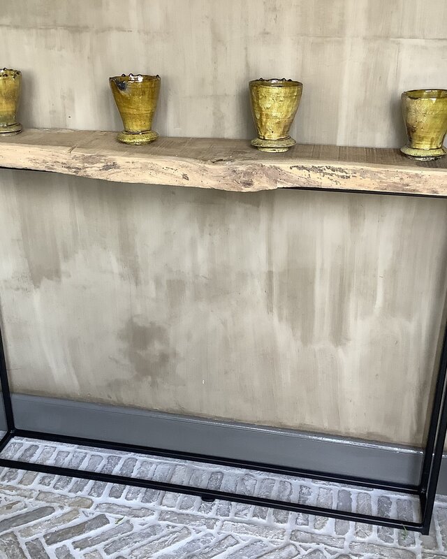 Rene Houtman Sidetable Ijzeren Onderstel Oud Eikenhout