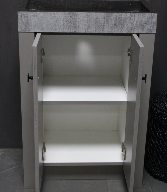 Rene Houtman Landelijk badkamermeubel grijs met granieten spoelbak en deurtjes