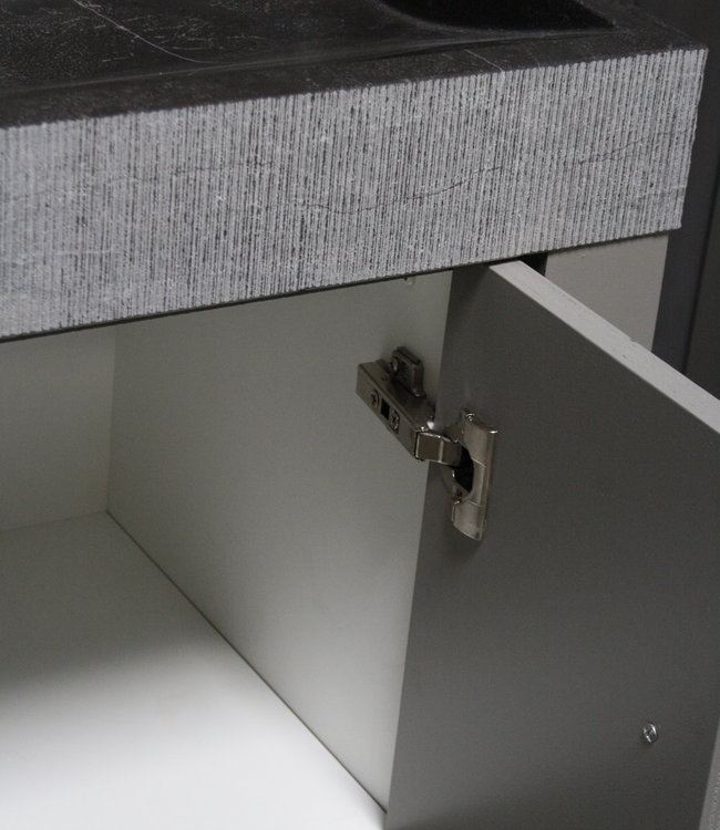 Rene Houtman Landelijk badkamermeubel grijs met granieten spoelbak en deurtjes