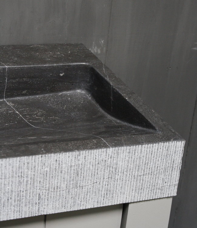 Rene Houtman Landelijk badkamermeubel grijs met granieten spoelbak en deurtjes