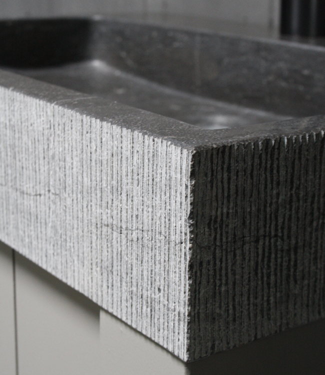 Rene Houtman Landelijk badkamermeubel grijs met granieten spoelbak en deurtjes