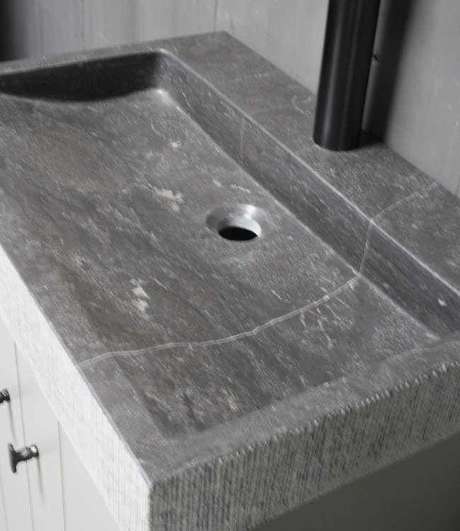 Rene Houtman Landelijk badkamermeubel grijs met granieten spoelbak en deurtjes