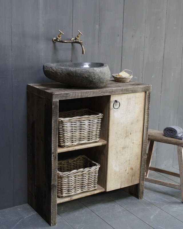Rene Houtman Davide Badkamermeubel Wagonhout & Kaasplanken 80 cm