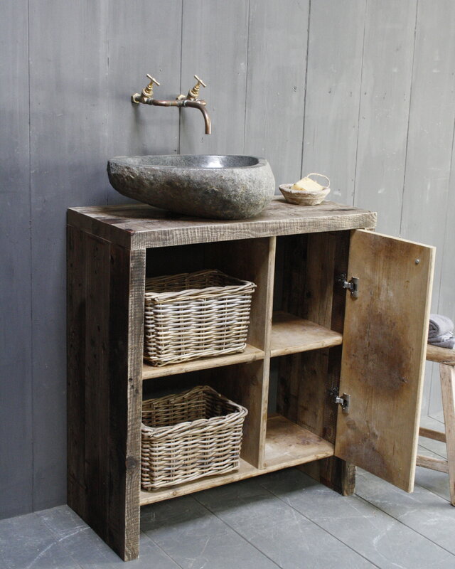 Rene Houtman Davide Badkamermeubel Wagonhout & Kaasplanken 80 cm