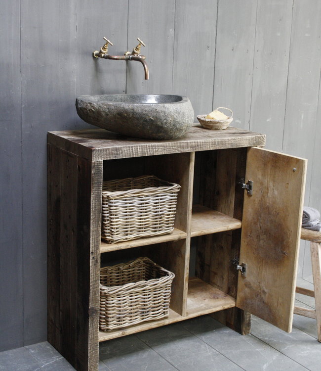 Rene Houtman Davide Badkamermeubel Wagonhout & Kaasplanken 80 cm