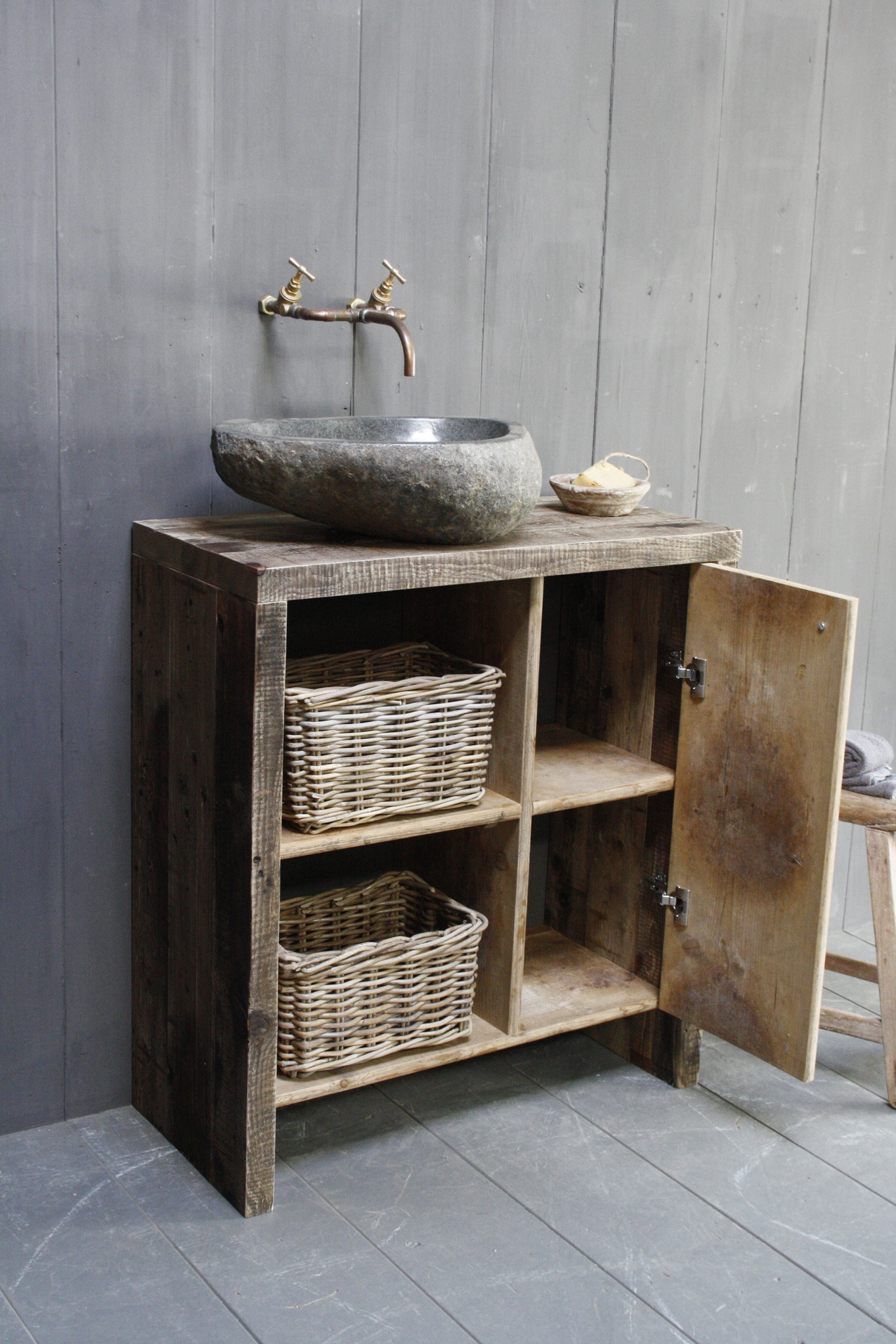 Rene Houtman Davide Badkamermeubel Wagonhout & Kaasplanken 80 cm