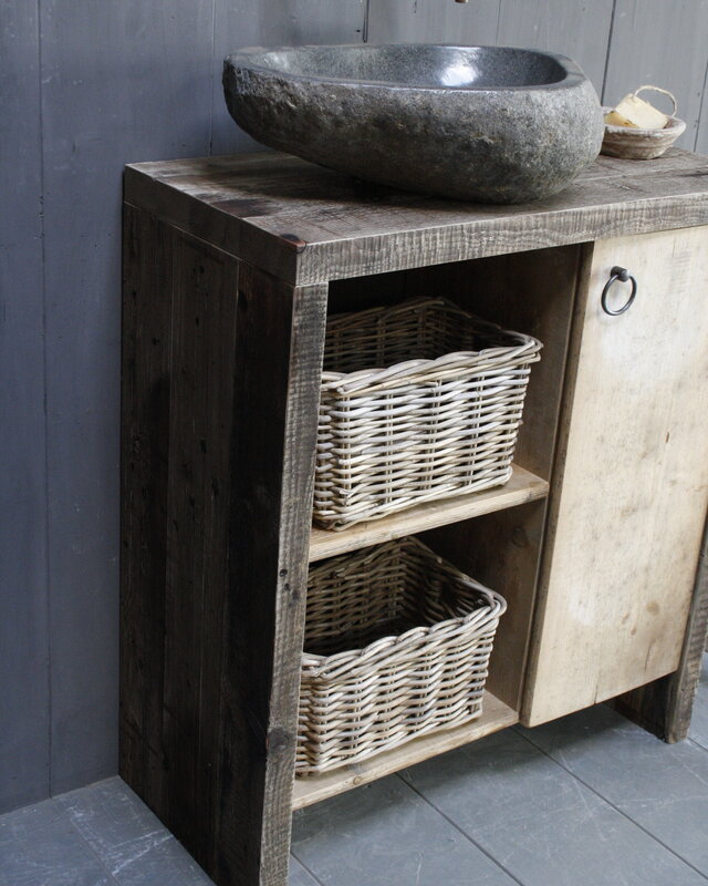 Rene Houtman Davide Badkamermeubel Wagonhout & Kaasplanken 80 cm