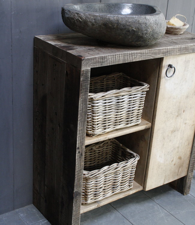 Rene Houtman Davide Badkamermeubel Wagonhout & Kaasplanken 80 cm