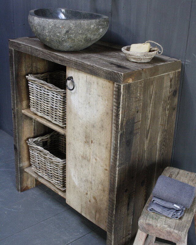 Rene Houtman Davide Badkamermeubel Wagonhout & Kaasplanken 80 cm