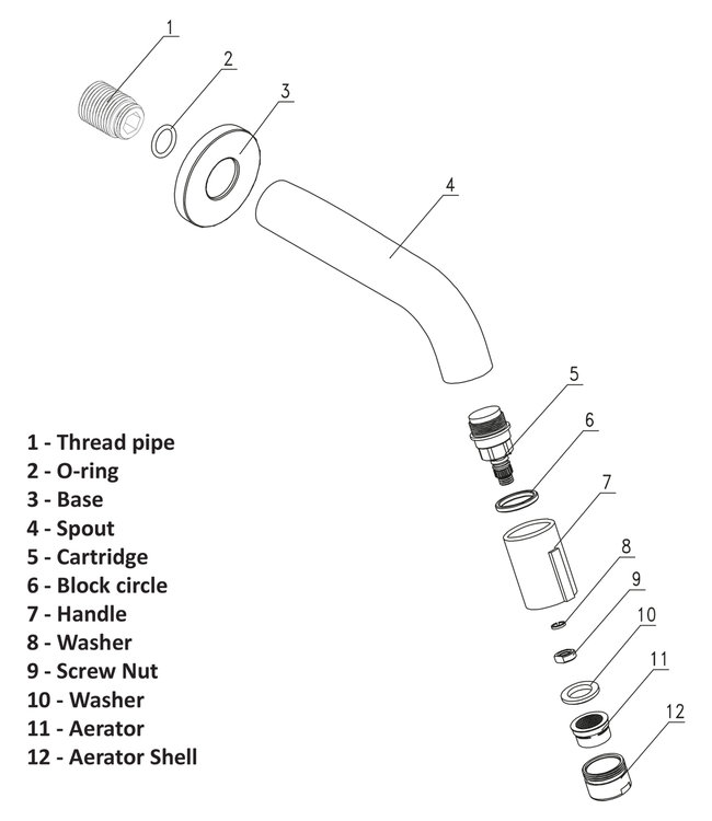 Differnz Muurkraan Inbouw - Koudwater Zwart  10,7 cm